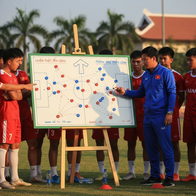 Ảnh bảng chiến thuật bóng đá với chiến thuật chi tiết.