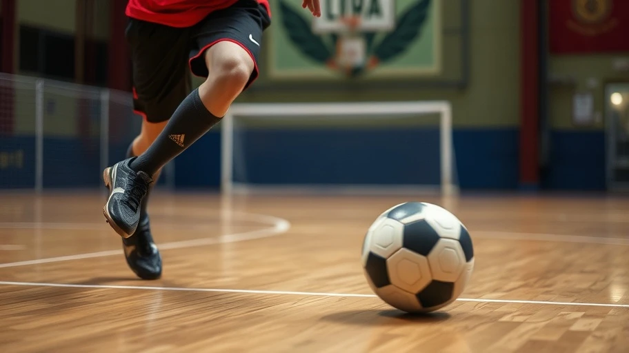 Cầu thủ dribbling bóng trong trận đấu sân 5