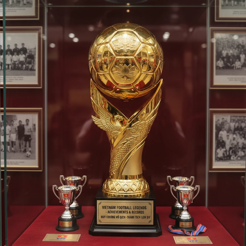 Cúp bóng đá biểu tượng cho thành tựu.