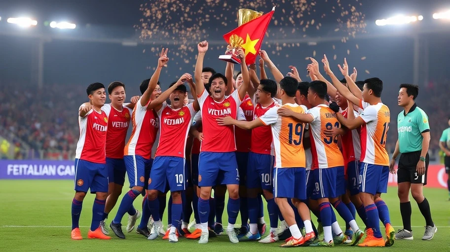 Đội tuyển U23 Việt Nam ăn mừng chiến thắng tại giải châu Á