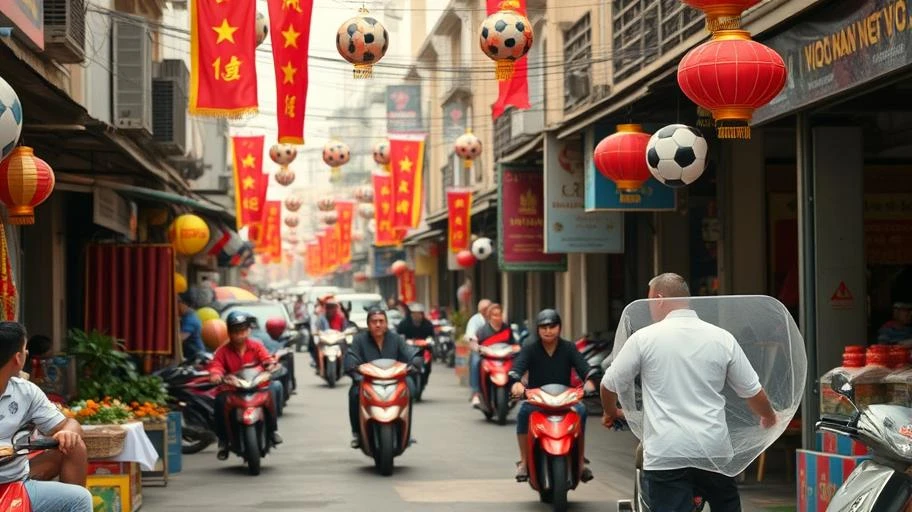Đường phố Việt Nam với hình ảnh bóng đá
