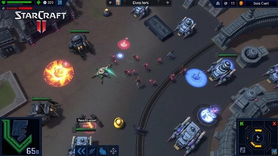 Fast-paced strategic battles in Starcraft II on PC.