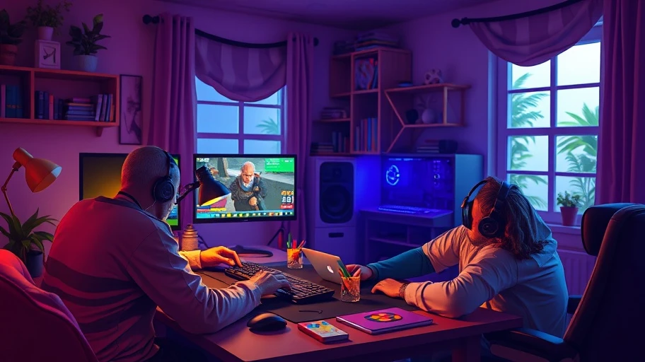 Focused PC gamer playing strategy games XCOM 2, Age of Empires II