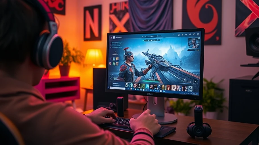 Gamer watching Nakroth gameplay on live stream.