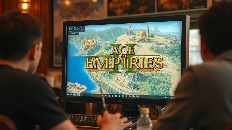 Hình ảnh Age of Empires II trong quán cà phê.