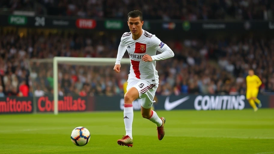 Hình ảnh cầu thủ Cristiano Ronaldo đang thi đấu