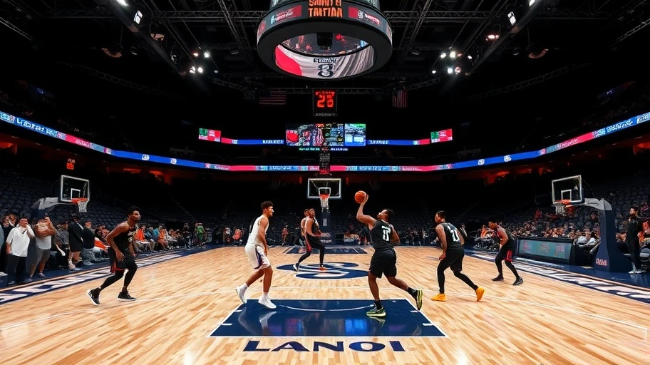 Hình ảnh chiến thuật bóng rổ được thể hiện trên sân cỏ NBA.