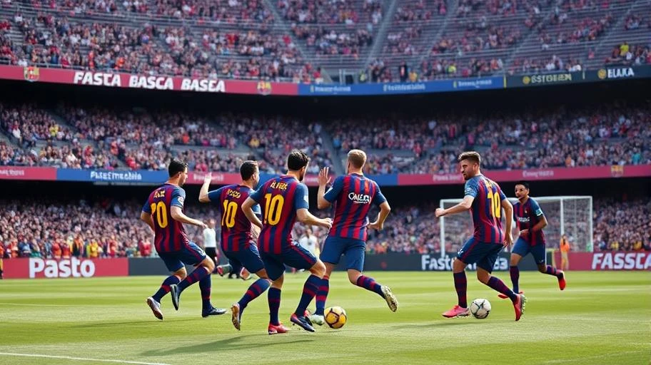 Hình ảnh chiến thuật tiki-taka nổi tiếng của FC Barcelona.