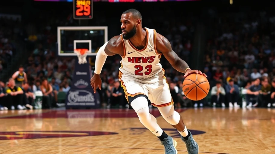 Hình ảnh LeBron James dẫn bóng trong một trận đấu kịch tính.