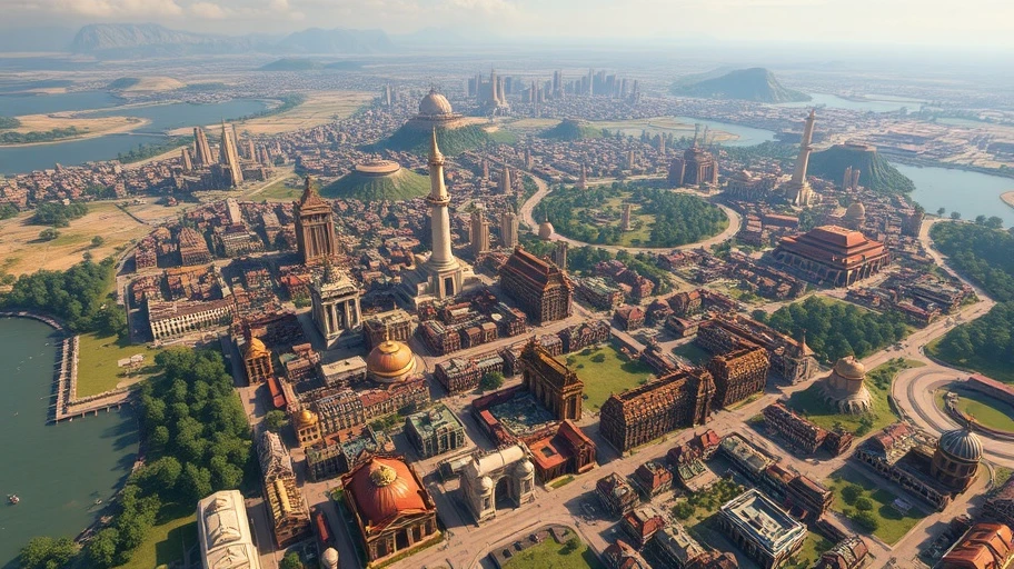 Hình ảnh thành phố phát triển trong Civilization VI