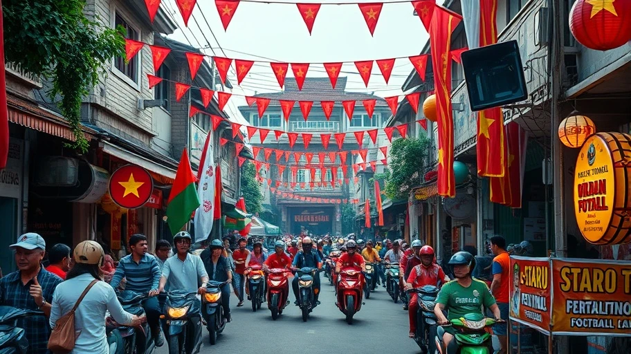 Không khí lễ hội bóng đá quốc tế tại Việt Nam.