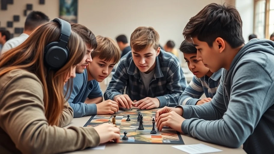 Người chơi trẻ tập trung vào chơi game chiến thuật theo lượt.