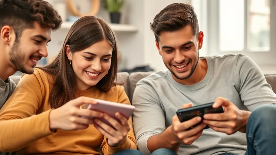 Người trẻ chơi game chiến thuật trên thiết bị di động.