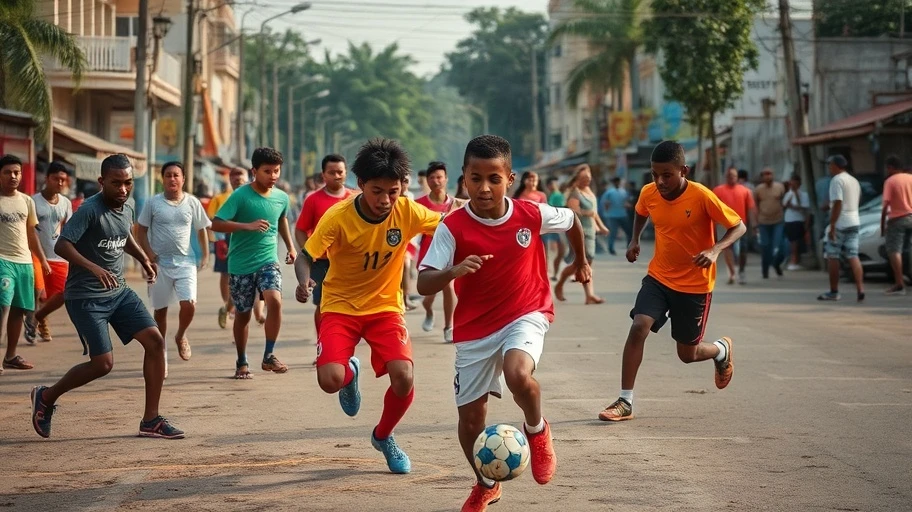 Trẻ em Brazil chơi bóng trên đường phố